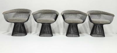 Warren Platner Warren Platner for Knoll Black Frame Dining Chairs in Kelly Wearstler Upholstery