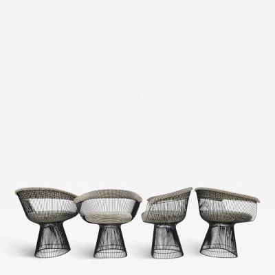 Warren Platner Warren Platner for Knoll Black Frame Dining Chairs in Kelly Wearstler Upholstery