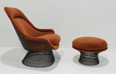 Warren Platner Warren Platner for Knoll Bronze Easy Chair and Ottoman in Alpaca