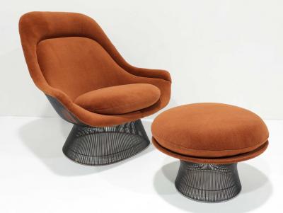Warren Platner Warren Platner for Knoll Bronze Easy Chair and Ottoman in Alpaca