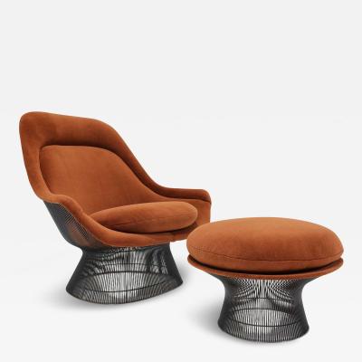 Warren Platner Warren Platner for Knoll Bronze Easy Chair and Ottoman in Alpaca