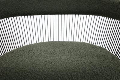 Warren Platner Warren Platner for Knoll Bronze Frame Dining Chairs in Deep Green Boucle