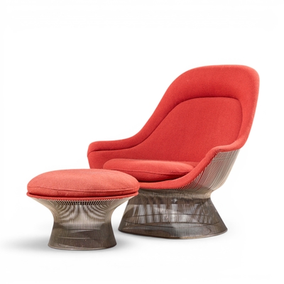 Warren Platner Warren Platner for Knoll Mid Century Easy Lounge Chair and Ottoman