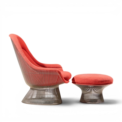 Warren Platner Warren Platner for Knoll Mid Century Easy Lounge Chair and Ottoman
