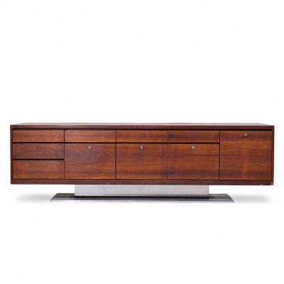 Warren Platner Warren Platner for Lehigh Leopold Mid Century Rosewood Stainless Steel Credenza