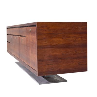 Warren Platner Warren Platner for Lehigh Leopold Mid Century Rosewood Stainless Steel Credenza
