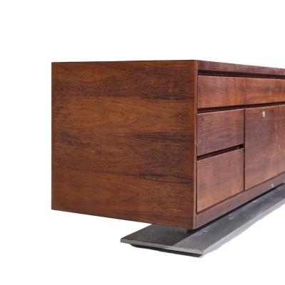Warren Platner Warren Platner for Lehigh Leopold Mid Century Rosewood Stainless Steel Credenza