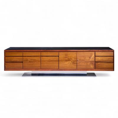 Warren Platner Warren Platner for Lehigh Leopold Mid Century Rosewood and Leather Top Credenza