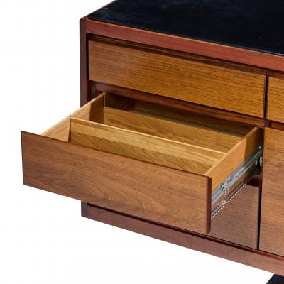 Warren Platner Warren Platner for Lehigh Leopold Mid Century Rosewood and Leather Top Credenza