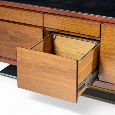 Warren Platner Warren Platner for Lehigh Leopold Mid Century Rosewood and Leather Top Credenza