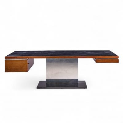 Warren Platner Warren Platner for Lehigh Leopold Rosewood Leather and Granite Executive Desk
