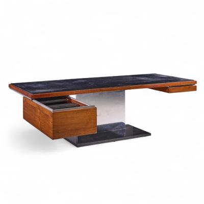 Warren Platner Warren Platner for Lehigh Leopold Rosewood Leather and Granite Executive Desk