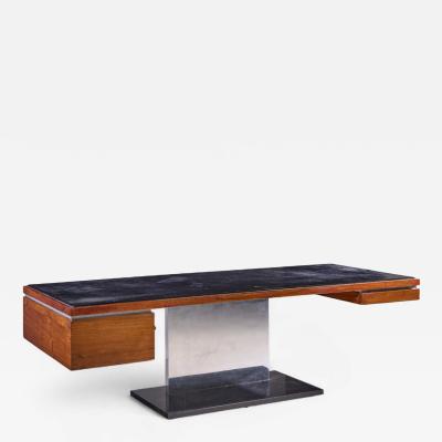 Warren Platner Warren Platner for Lehigh Leopold Rosewood Leather and Granite Executive Desk