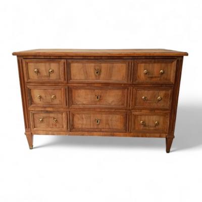 Washed Walnut Wood Directory Chest of Drawers France 18th Century