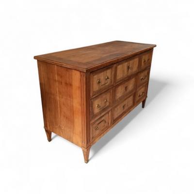 Washed Walnut Wood Directory Chest of Drawers France 18th Century