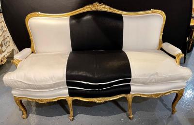 Water Gilt French Settee Sofa or Loveseat One of a Compatible Pair 1930s