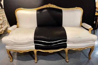 Water Gilt French Settee Sofa or Loveseat One of a Compatible Pair 1930s