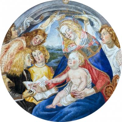 Watercolor Painting of Sandro Botticelli Madonna Del Magnificat