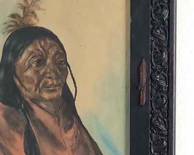 Watercolor Portrait of a Native American U S A circa 1880