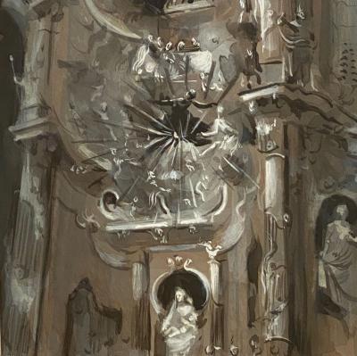 Watercolor by Stuart Elredge Cathedral Toledo Spain