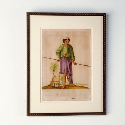 Watercolor of Indonesian Aristocrat 19th Century