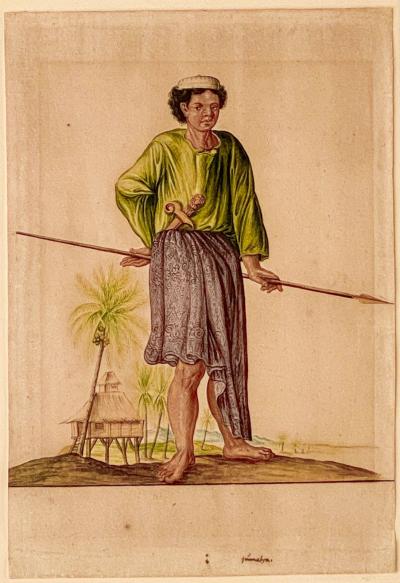 Watercolor of Indonesian Aristocrat 19th Century
