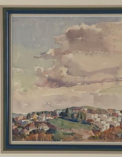 Watercolor of Landscape with Clouds circa 1940