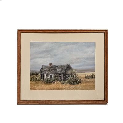 Watercolor of a Rustic Cabin U S A circa 1975