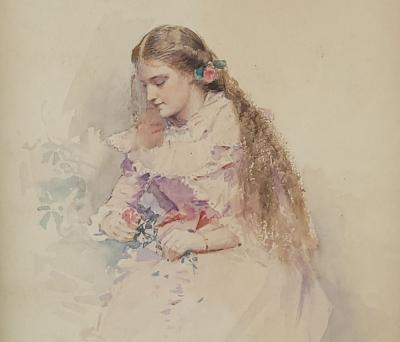 Watercolor of a Victorian Beauty Dated 1899