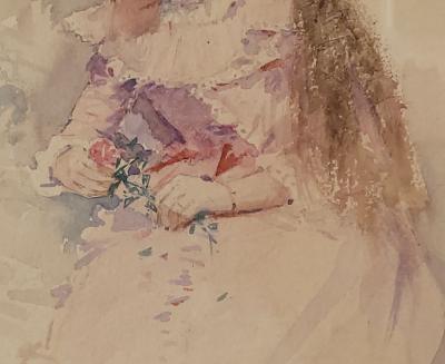 Watercolor of a Victorian Beauty Dated 1899