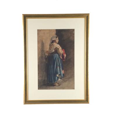 Watercolor of a Woman Southern Italy 19th century or earlier