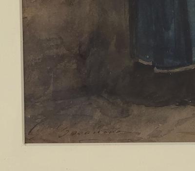 Watercolor of a Woman Southern Italy 19th century or earlier