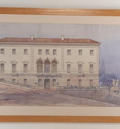 Watercolor of an Italian Villa Italy circa 1980