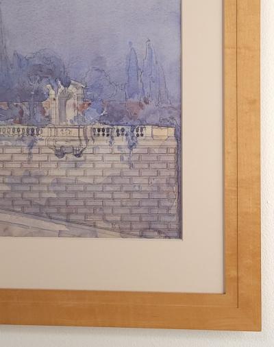 Watercolor of an Italian Villa Italy circa 1980