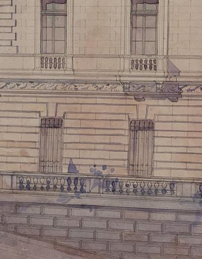 Watercolor of an Italian Villa Italy circa 1980