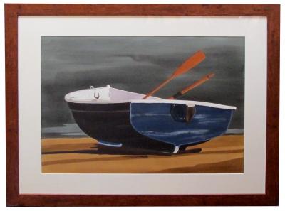 Watercolor on Paper Beached Cinque Terre italy by Michael Dunlavey 2012