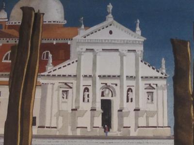 Watercolor on Paper Chiesa di San Maggiore Venice signed Michael Dunlavey