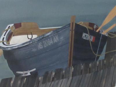 Watercolor on Paper Rendezvous Bodega Bay California by Michael Dunlavey