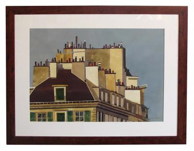 Watercolor on Paper Rooftops of Paris by Michael Dunlavey