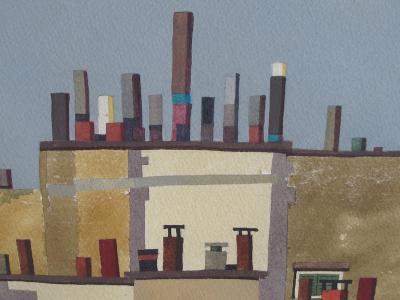 Watercolor on Paper Rooftops of Paris by Michael Dunlavey