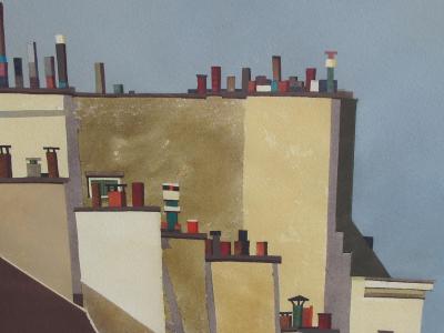 Watercolor on Paper Rooftops of Paris by Michael Dunlavey