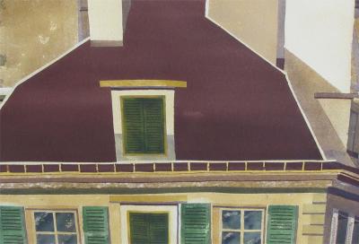 Watercolor on Paper Rooftops of Paris by Michael Dunlavey