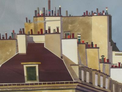 Watercolor on Paper Rooftops of Paris by Michael Dunlavey