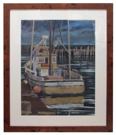 Watercolor on Paper Wayfarer Noyo Harbor California by Michael Dunlavey