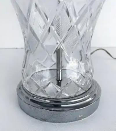 Waterford Crystal Cut Crystal Table Lamps Chrome Bases Waterford Crystal Ireland Attributed