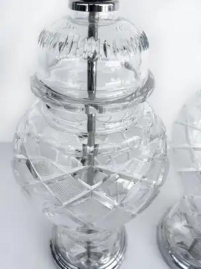 Waterford Crystal Cut Crystal Table Lamps Chrome Bases Waterford Crystal Ireland Attributed
