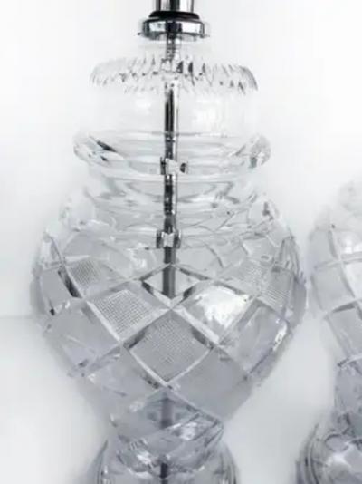 Waterford Crystal Cut Crystal Table Lamps Chrome Bases Waterford Crystal Ireland Attributed