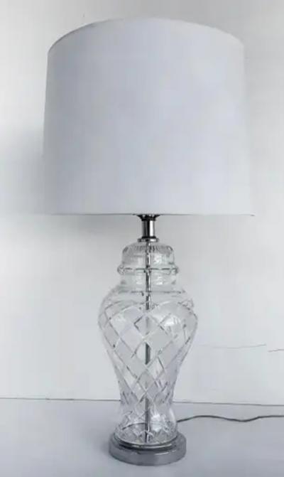 Waterford Crystal Cut Crystal Table Lamps Chrome Bases Waterford Crystal Ireland Attributed