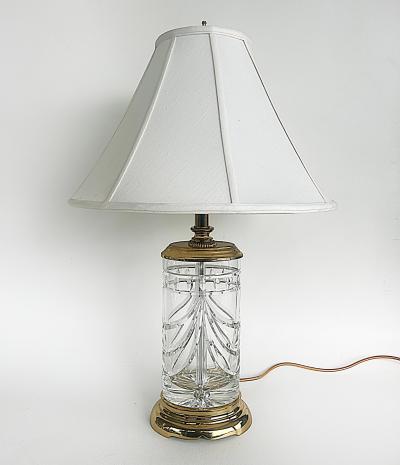 Waterford Crystal Waterford Cut Crystal Overture Lamps Polished Brass Shades Pair