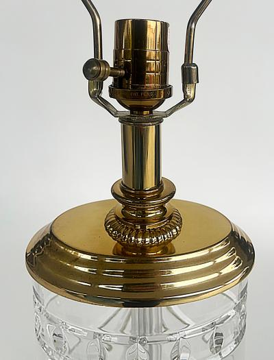Waterford Crystal Waterford Cut Crystal Overture Lamps Polished Brass Shades Pair